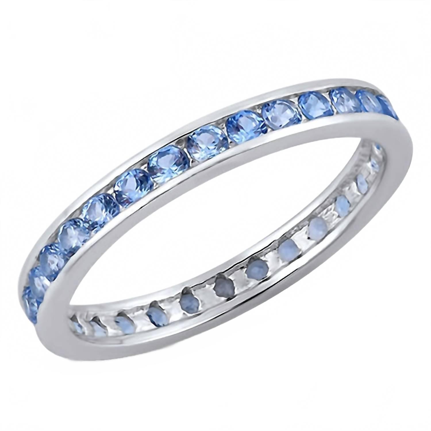 New Starlette Women's Aquamarine Eternity Band In Blue